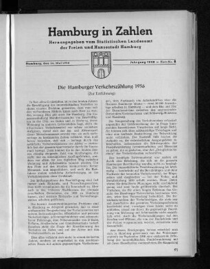 Die Hamburger Verkehrszählung 1956 : Zur Einführung