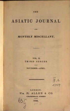 The Asiatic journal and monthly miscellany. 2. 1844