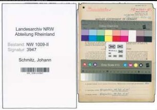 Entnazifizierung Johann Schmitz , geb. 10.11.1885 (Maurer)