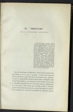 El "criollismo" en la literatura argentina