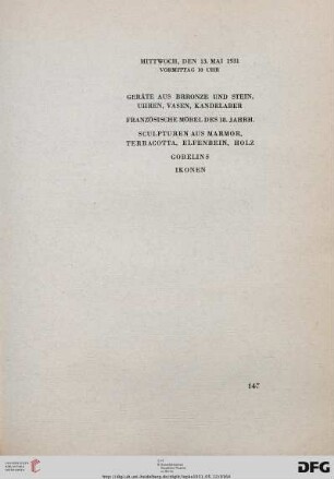 Geräte aus Bronze und Stein, Uhren, Vasen, Kandelaber (Nr. 109-172)