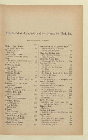 Alphabetisches Verzeichnis nach den Namen der Verfasser