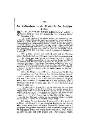 Die Bodenreform - ein Grundrecht des deutschen Volkes