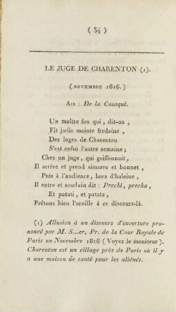Le Juge De Charenton (I). (Novembre 1816.)