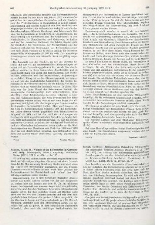 688-689 [Rezension] Seebaß, Gottfried, Bibliographia Osiandrica