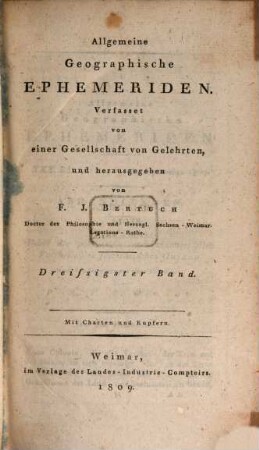 Allgemeine geographische Ephemeriden. 30, 30. 1809