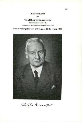 Festschrift für Walther Bacmeister