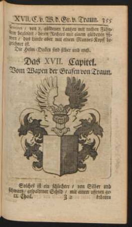Das XVII. Capitel. Vom Wapen der Grafen von Traun