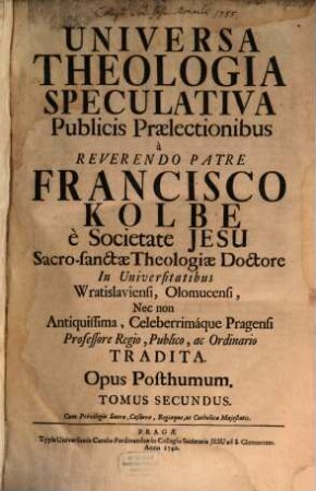 Universa theologia speculativa, 2
