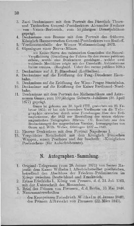 N. Autographen-Sammlung