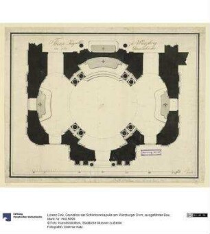 Grundriss der Schönbornkapelle am Würzburger Dom, ausgeführter Bau