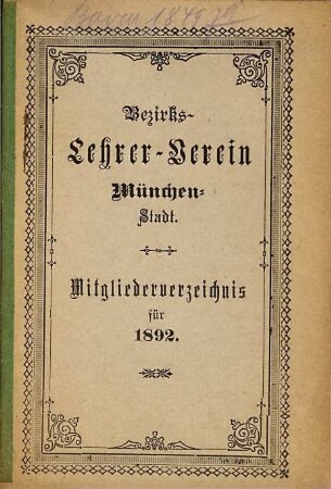 Mitglieder-Verzeichnis. 1892