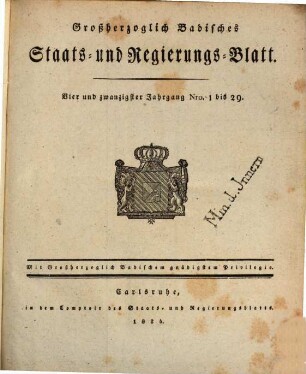Großherzoglich Badisches Staats- und Regierungsblatt. 1826