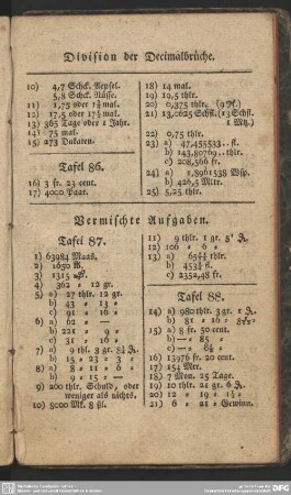 Vermischte Aufgaben