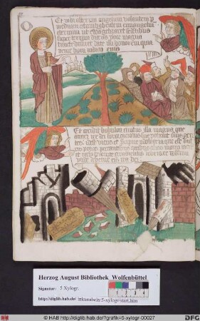 Oben: Ein Engel kündigt den Menschen das Gericht Gottes an (Offenb. 14,6). Unten: Ein zweiter Engel weist auf die Zerstörung Babylons (Offenb. 14,8).