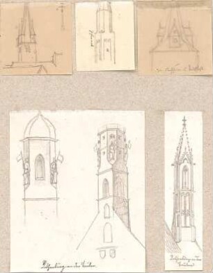 Hoffstadt, Friedrich; Kassette 1: Mappe 3, Kirchentürme (990-1001) - u. a. Rothenburg an der Tauber (Perspektive), Teilansichten)