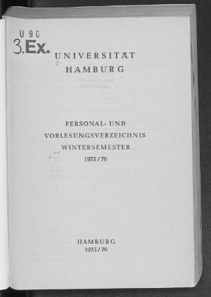 WS 1975/76: Personal- und Vorlesungsverzeichnis // Hamburgische Universität
