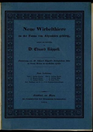 [Tafeln zur Abtheilung "Säugethiere"]