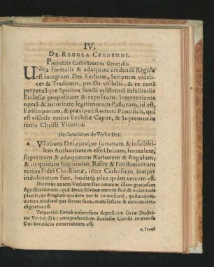 IV. De Regula Credendi.