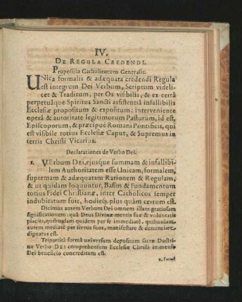 IV. De Regula Credendi.