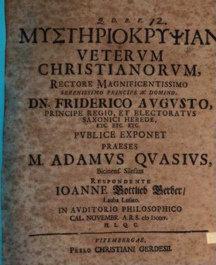 Mystēriokrypsian veterum Christianorum