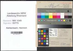 Entnazifizierung Heinrich Kehlenbach , geb. 24.10.1883 (Standesbeamter)