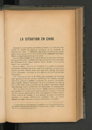 La situation en Chine.