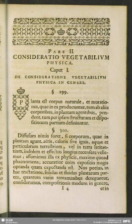 Pars II. Consideratio Vegetabilium Physica