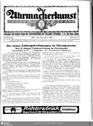 Die neuen Zahlungsbedingungen im Uhrengewerbe