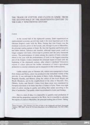 The Trade Of Cotton And Cloth In İzmir: From The Second Half Of The Eighteenth Century To Early Nineteenth Century