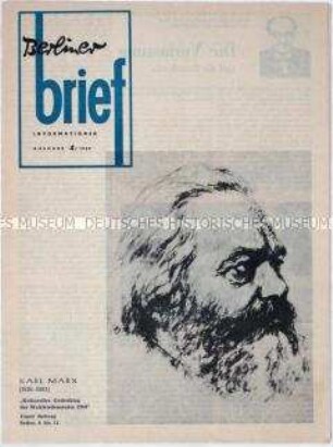 Mitteilungsblatt des Friedensrates der DDR u.a. zum 150. Geburtstag von Karl Marx
