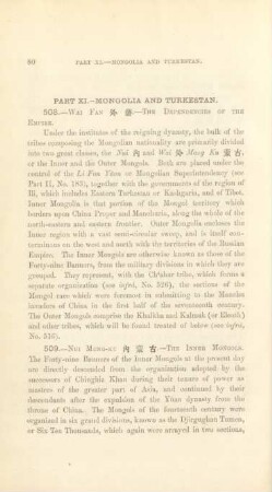 Part XI. - Mongolia and Turkestan