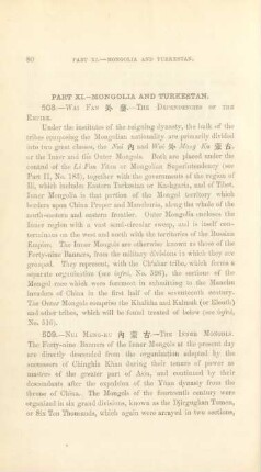 Part XI. - Mongolia and Turkestan