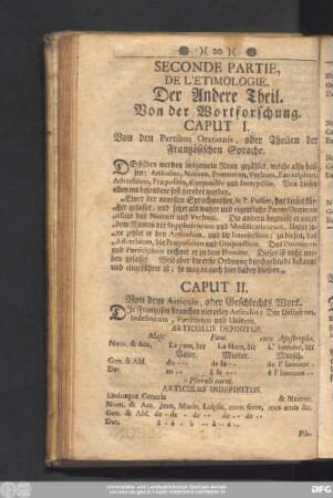 Caput II. Von dem Articulo, oder Geschlechts-Wort.