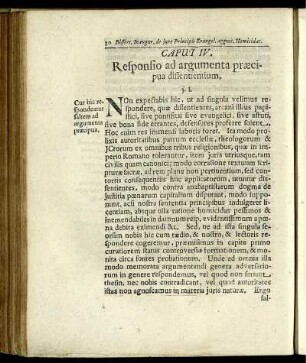Caput IV. Responsio ad argumenta praecipua dissentientium.