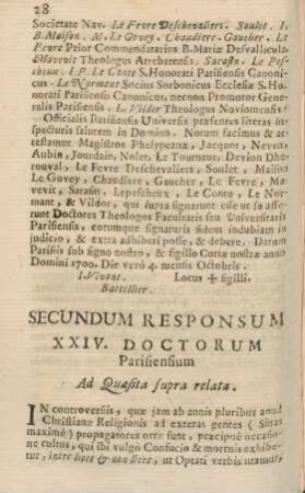 Secundum responsum XXIV. Doctorum Parisiensium
