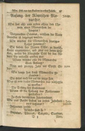 Anfang der Römischen Monarchie.