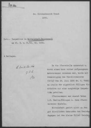 Mittelstadt-Reicheneck: Inspektionsbericht 1935