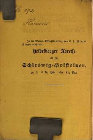 Schleswig-Holstein, Dänemark und Deutschland : Kurze Darstellung ihres geschichtlichen Verhältnisses