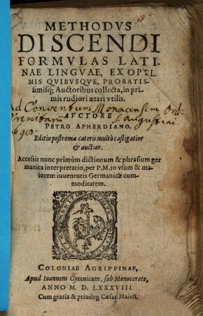 Methodus discendi formulas latinae linguae