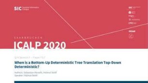When is a Bottom-Up Deterministic Tree Translation Top-Down Deterministic?: Q/A Session F - Paper F3.F