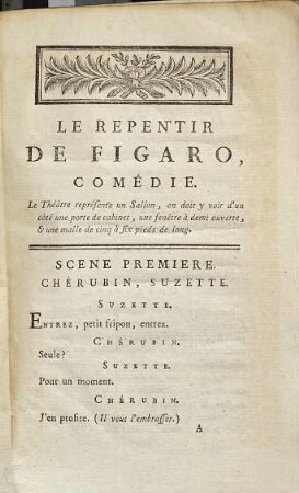 Le Repentir De Figaro : Comédie En Un Acte, En Prose ; Représentée pour la première fois ... le 28 juin 1784