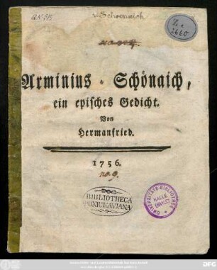Arminius-Schönaich : ein episches Gedicht