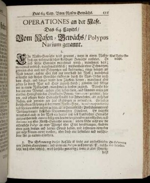 ... Das 64. Capitel/ Vom Nasen-Gewächs/ Polypus Narium genannt. - Das 88. Capitel/ Von den Gewächsen/ welche bey den Mandeln auswachsen.