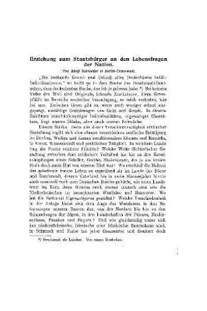Erziehung zum Staatsbürger an den Lebensfragen der Nation