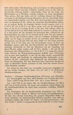 369-370 [Rezension] Familienrechtsreform