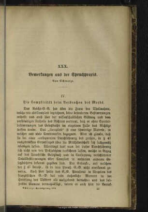 XXX. Bemerkungen aus der Spruchpraxis