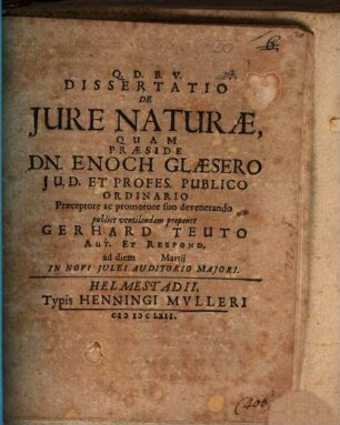 Dissertatio de jure naturae