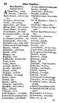 Mots Familiers. Familiar Words.
