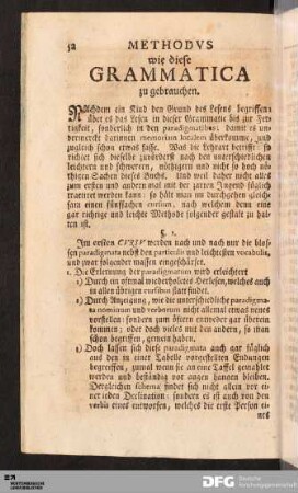 Methodus wie diese Grammatica zu gebrauchen.